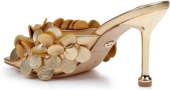 Dee Ocleppo London 3D-appliqué leather mulees Gold