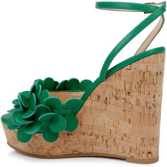 Dee Ocleppo Madrid leather wedge sandals Green