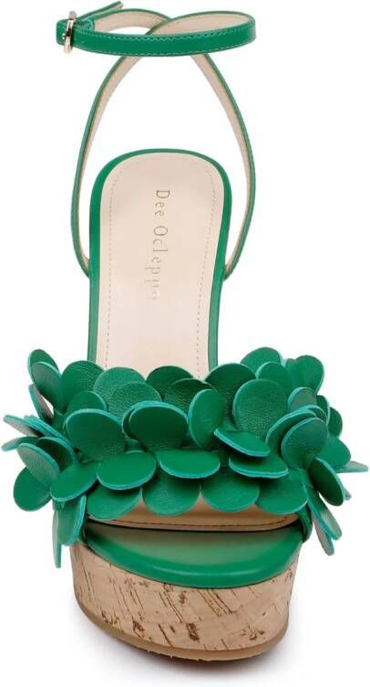 Dee Ocleppo Madrid leather wedge sandals Green