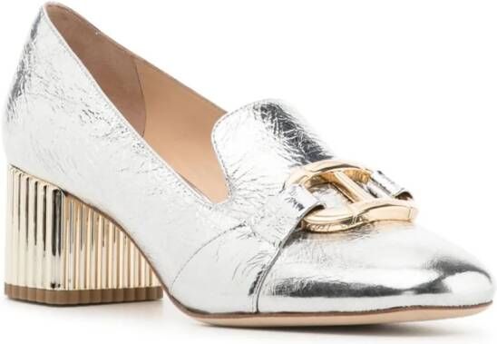 Dee Ocleppo Michelle 55mm metallic-effect loafers Silver