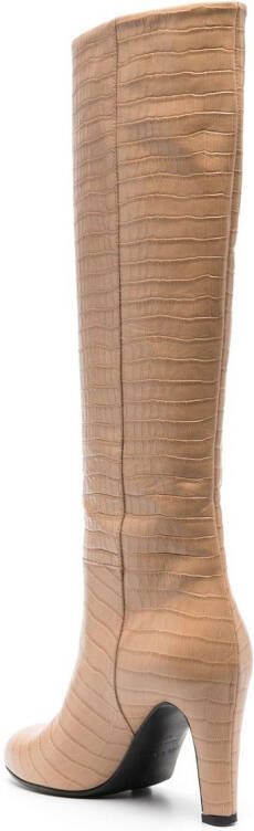 Del Carlo 115mm croco-embossed knee-length boots Neutrals