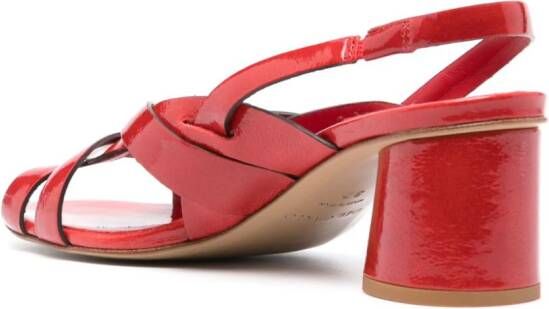 Del Carlo 65mm patent leather sandals Red
