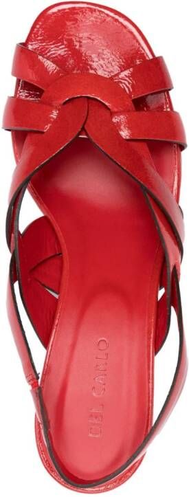 Del Carlo 65mm patent leather sandals Red