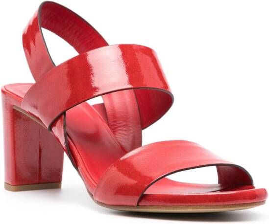 Del Carlo 75mm patent leather sandals Red