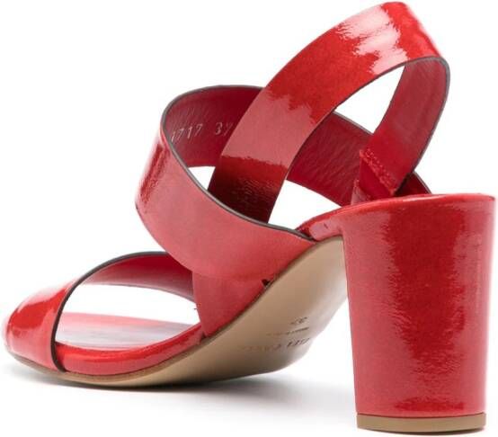 Del Carlo 75mm patent leather sandals Red
