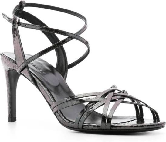 Del Carlo 85mm snakeskin-effect sandals Black