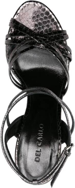 Del Carlo 85mm snakeskin-effect sandals Black