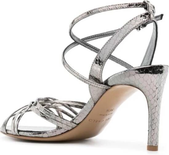 Del Carlo 85mm snakeskin-effect sandals Grey