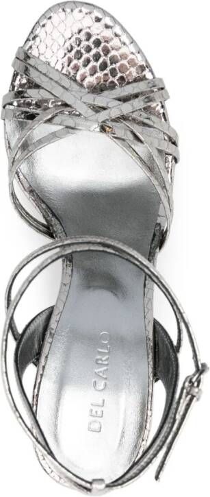 Del Carlo 85mm snakeskin-effect sandals Grey