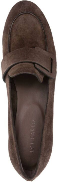 Del Carlo buckle-detail suede loafers Brown