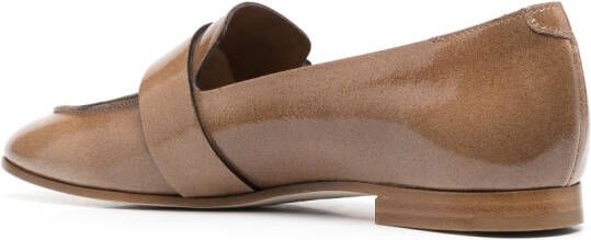 Del Carlo patent-finish calf-leather loafers Neutrals
