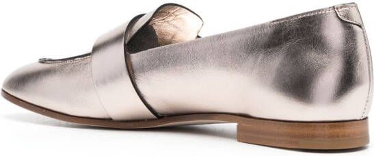 Del Carlo patent-finish calf-leather loafers Neutrals