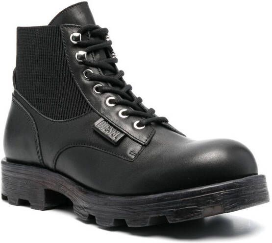 Diesel 40mm leather combat boots Black