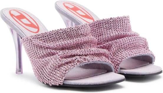 Diesel D-Sydney S 100mm chainmail-detail sandals Pink
