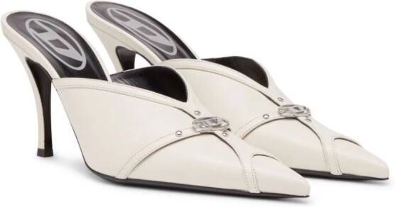 Diesel D-Electra 85mm leather mules White