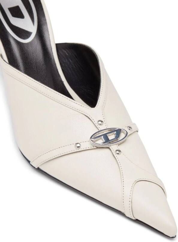 Diesel D-Electra 85mm leather mules White