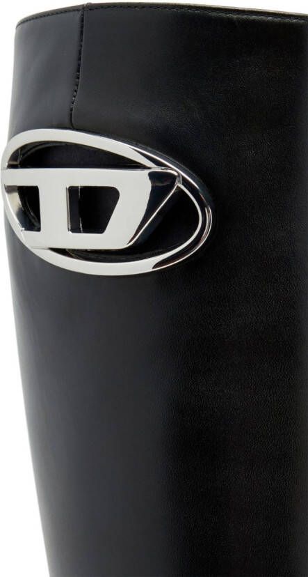 Diesel D-Venus logo-plaque leather boots Black