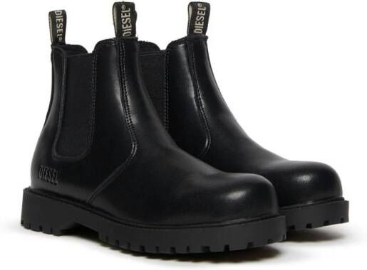 Diesel Kids leather Chelsea boots Black