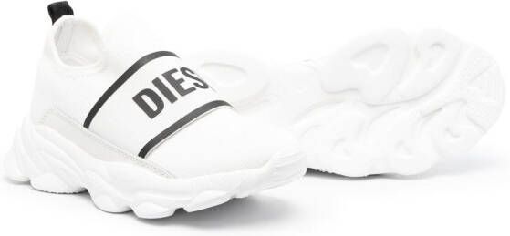 Diesel Kids logo-strap slip-on trainers White