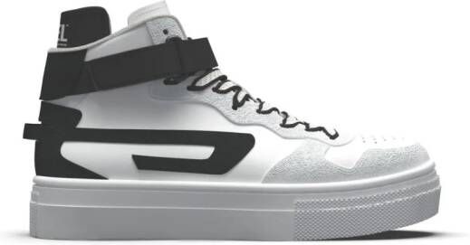 Diesel Kids S-UKIYO mid-top leather sneakers White