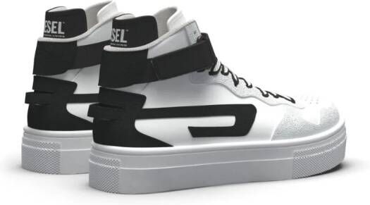 Diesel Kids S-UKIYO mid-top leather sneakers White
