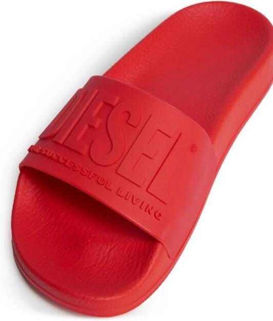 Diesel Kids Sa-Mayemi logo-embossed slides Red