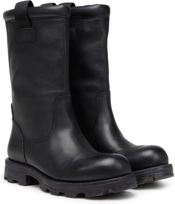Diesel D-Hammer Hb logo-appliqué leather boots Black