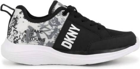 Dkny Kids graffiti-print lace-up sneakers Black