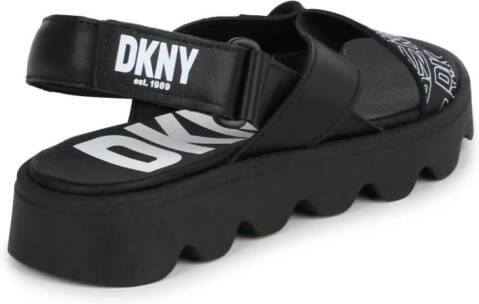 Dkny Kids logo-strap leather sandals Black