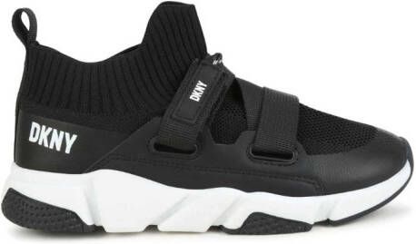 Dkny Kids ribbed-ankles touch-strap sneakers Black