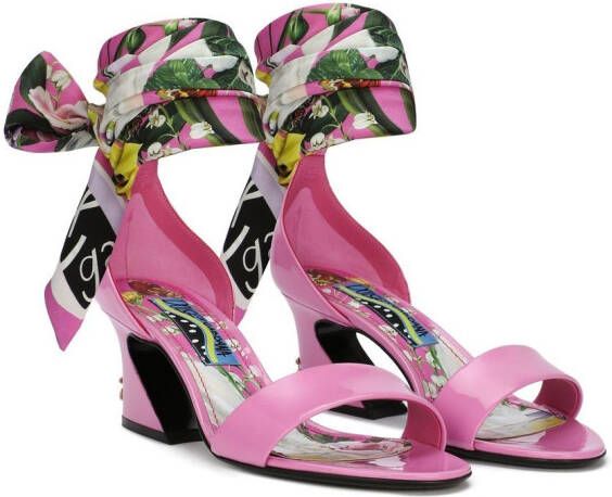 Dolce & Gabbana 60mm scarf-detail leather sandals Pink
