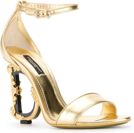 Dolce & Gabbana Baroque DG 105mm leather sandals Gold