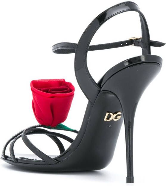 Dolce & Gabbana 105mm Keira rose-applique sandals Black