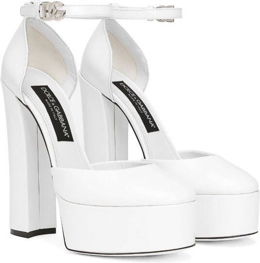 Dolce & Gabbana 105mm leather platform pumps White