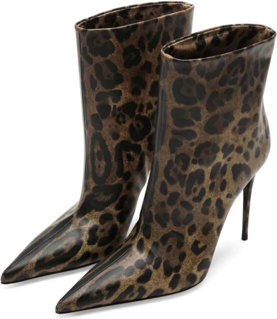 Dolce & Gabbana 105mm leopard-print leather boots Brown