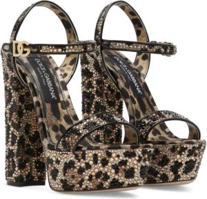 Dolce & Gabbana 105mm leopard-print platform sandals Brown