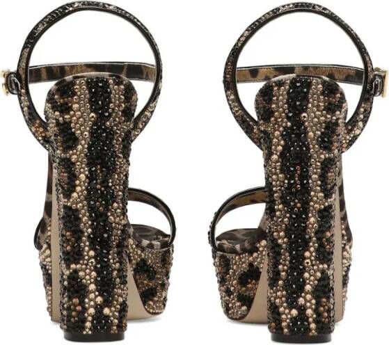 Dolce & Gabbana 105mm leopard-print platform sandals Brown