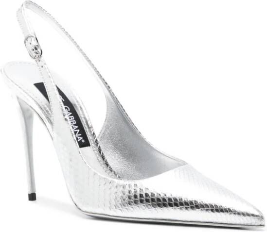 Dolce & Gabbana 120mm metallic snakeskin pumps Silver