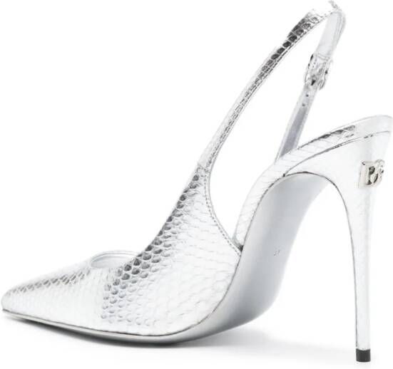 Dolce & Gabbana 120mm metallic snakeskin pumps Silver