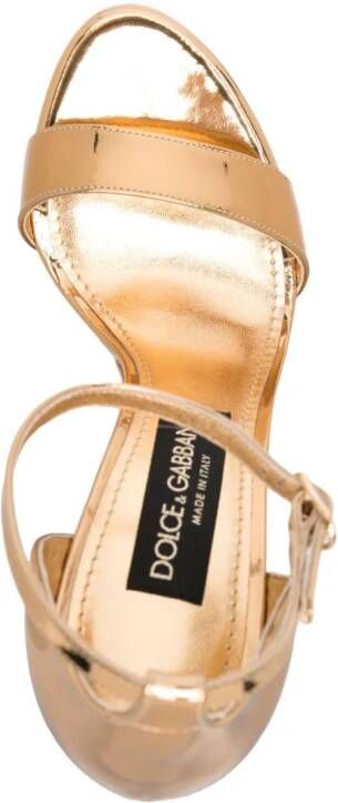 Dolce & Gabbana 145mm metallic-finish leather sandals Gold