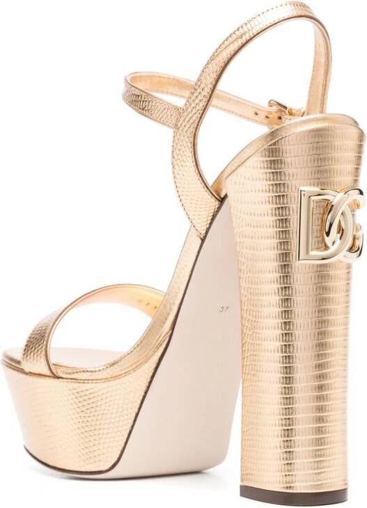Dolce & Gabbana 150mm snakeskin platform sandals Gold