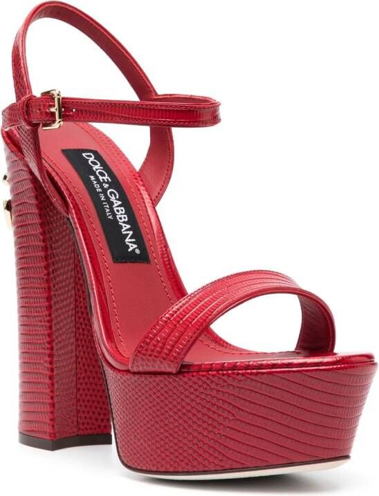 Dolce & Gabbana 155mm logo-plaque leather sandals Red