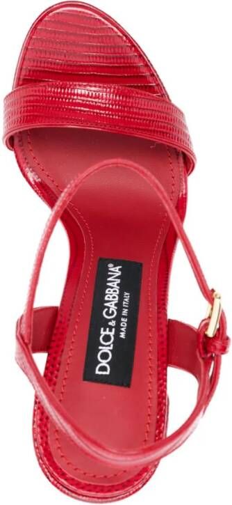 Dolce & Gabbana 155mm logo-plaque leather sandals Red