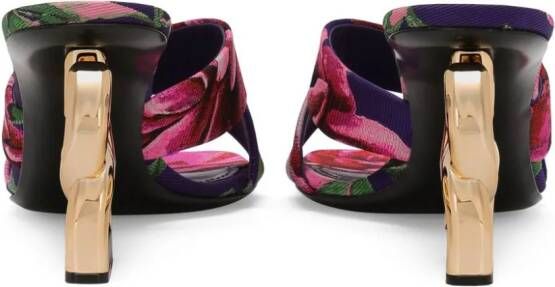 Dolce & Gabbana 3.5-heel floral-jacquard mules Purple