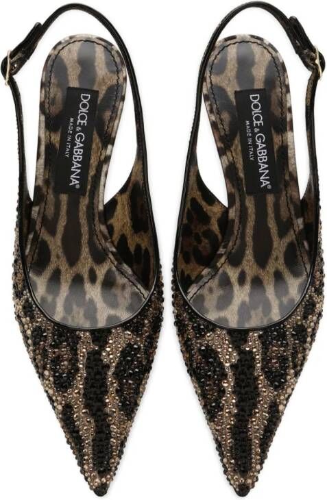 Dolce & Gabbana 60mm leopard-print slingback pumps Brown