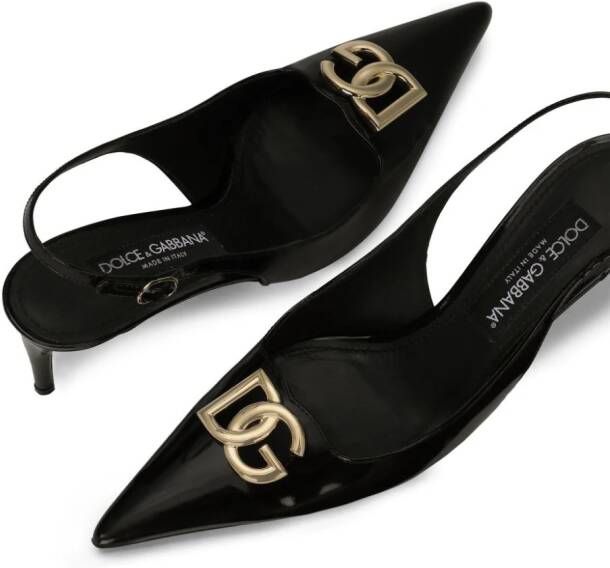 Dolce & Gabbana 60mm logo-plaque slingback pumps Black