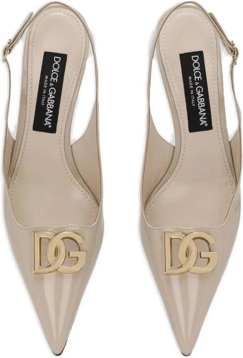 Dolce & Gabbana 60mm logo-plaque slingback pumps Neutrals