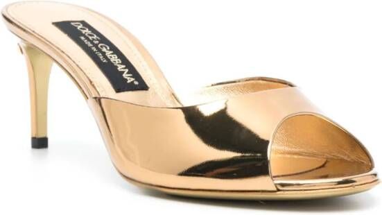 Dolce & Gabbana 70mm metallic-finish leather mules Gold