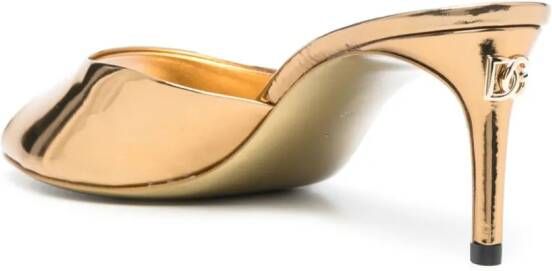 Dolce & Gabbana 70mm metallic-finish leather mules Gold