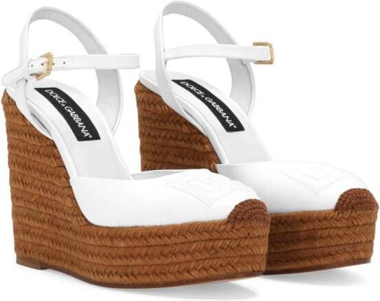 Dolce & Gabbana 90mm logo-embroidered wedge sandals White